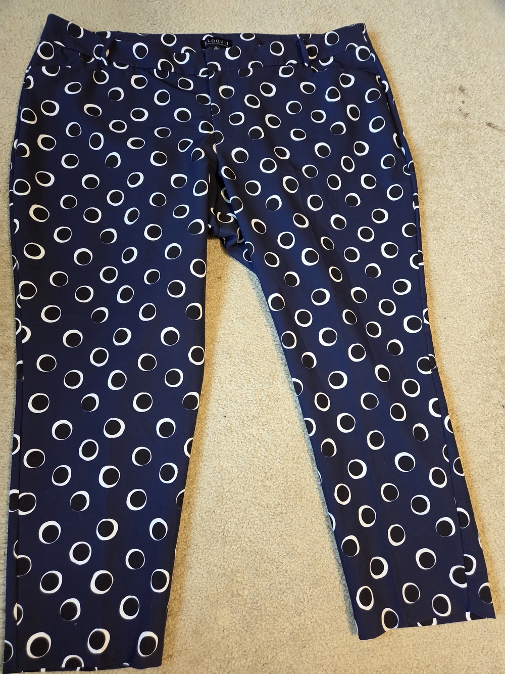 ELOQUII Kady Fit Double-Weave Ankle Pants Size 26 Geometric Ring Print